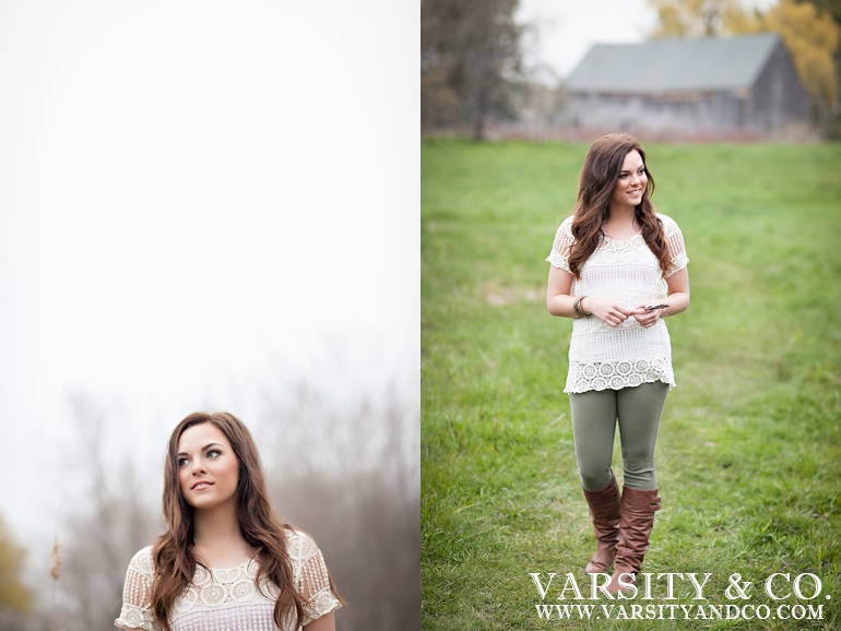 girl walking on a farm senior pictures