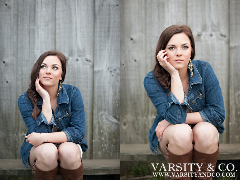 girl against a barn senior picture