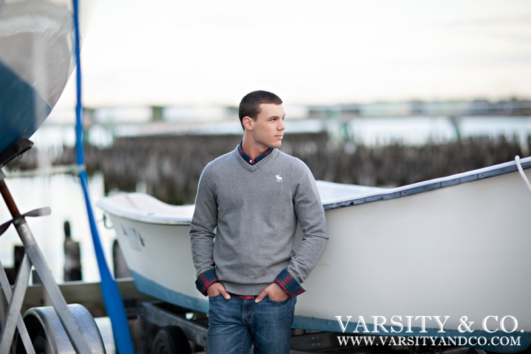 Guys senior pictures by boats in Portland Maine