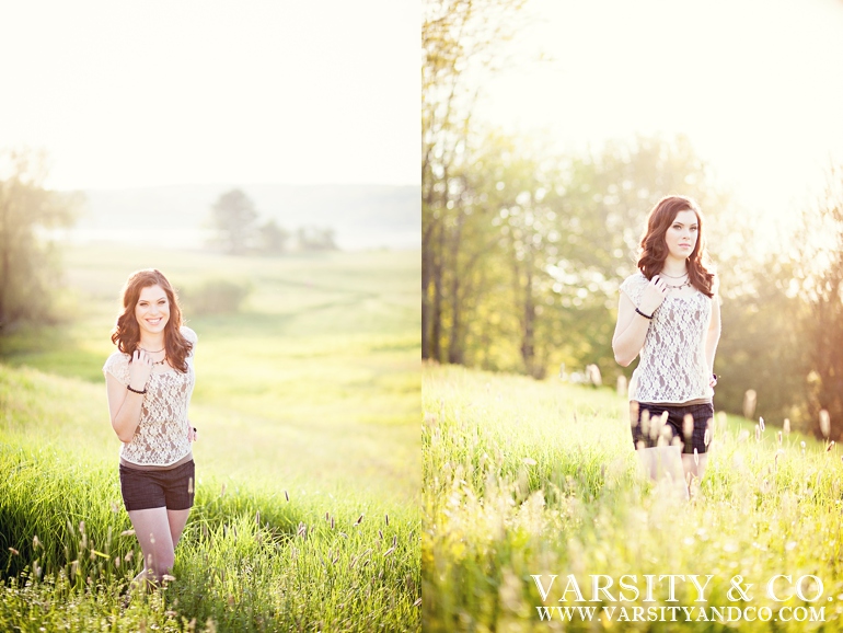 girl in a glowing field senior picture