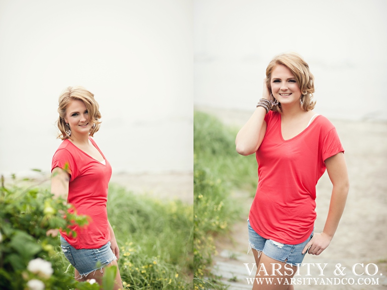 girl standing maine beach senior pictures