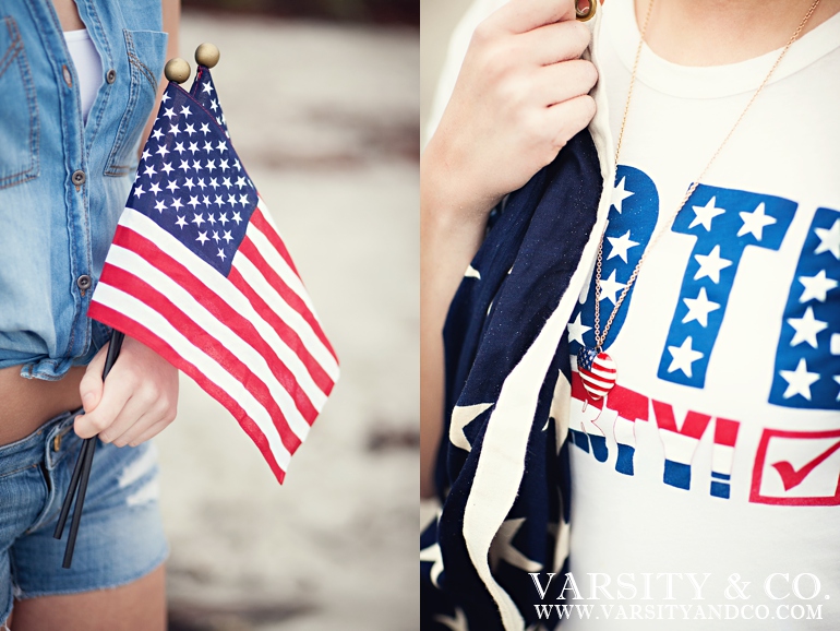 girl holding american flag senior picture